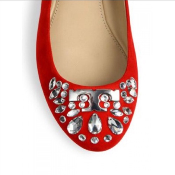 Tory Burch Delphine Crystal & Suede Ballet Flats - Picture 4 of 5